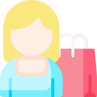 A woman with shopping bags and a face vector