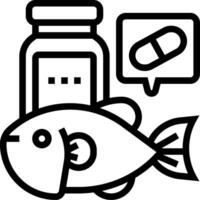 Fish and pills icon on white background vector