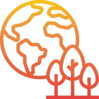An orange and yellow earth with trees in the foreground vector