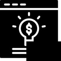 A black and white icon of a light bulb with a dollar sign vector