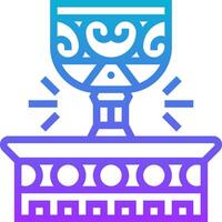 A blue and purple icon of a cup on top of a pedestal vector
