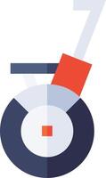 A flat icon of a wheel with a red and blue handle vector
