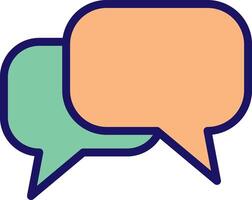 Two speech bubbles with one in each color vector