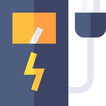 A flat icon of a charging device with a lightning bolt vector