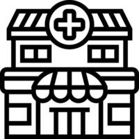 A black and white illustration of a building with a cross on it vector