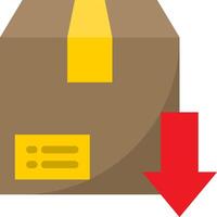 A box with a red arrow pointing down vector