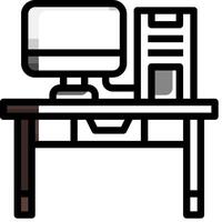 Computer desk icon illustration vector