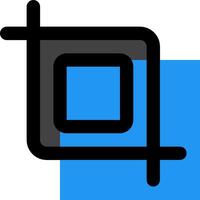 A square with a black and blue square in it vector
