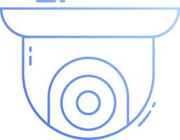 A blue line icon of a camera vector