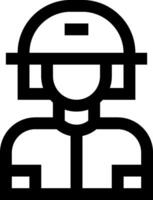 A black and white icon of a man in a helmet vector