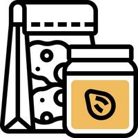 A jar of peanut butter and a bag of nuts vector