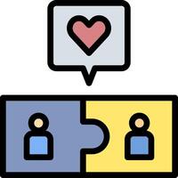 A heart and a puzzle piece with a person in the middle vector
