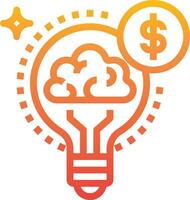A light bulb with a dollar sign and brain inside vector
