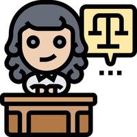 A cartoon woman sitting at a desk with a speech bubble vector