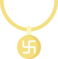 A yellow necklace with a symbol on it vector