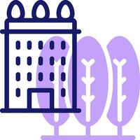 A purple building with trees in the background vector