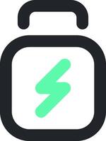 A green and black icon with a lightning bolt vector