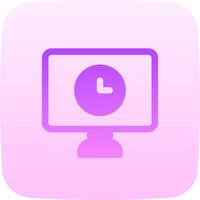 A pink and purple icon with a clock on it vector