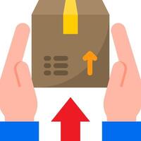 Hand holding a box with an arrow pointing up vector