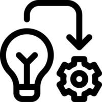 A light bulb and gear wheel are connected to each other vector