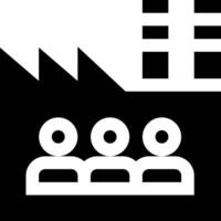 A black and white logo of a group of people in front of a building vector