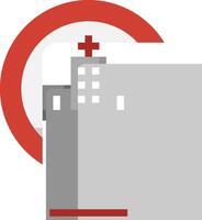 A hospital building with a red cross on it vector