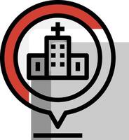 A church building icon with a red circle around it vector