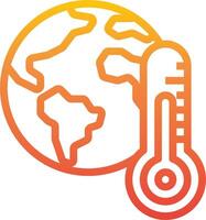 The earth and thermometer are shown in an orange and yellow color vector