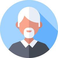 A man with a beard and a white beard is in a flat icon vector