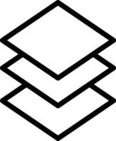 A black and white logo of a stack of three stacked boxes vector