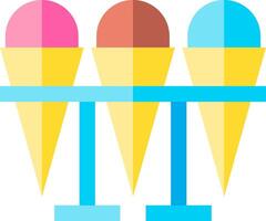 Three ice cream cones on a stand vector