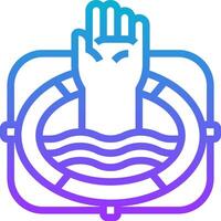 A hand reaching out over the water with a life preserver vector