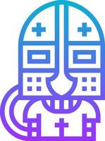 A purple and blue icon of a man in a helmet vector