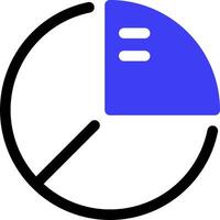 A circle with a blue and black pie chart vector