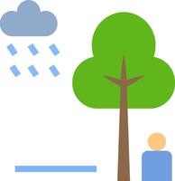 A person is standing under a tree with rain falling vector