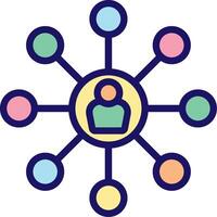 A circle with people connected to each other vector