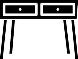 A black and white image of a desk with two drawers vector