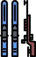 A pair of skis and a gun on a white background vector