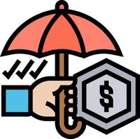 A hand holding an umbrella over a dollar sign vector