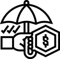 A hand holding an umbrella over a dollar sign vector