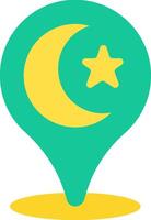 A map pointer with a crescent and star vector