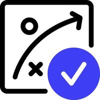 A blue check mark and an arrow pointing up vector