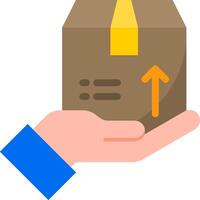 Hand holding a box with an arrow pointing up vector