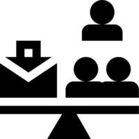 A black and white icon of people on a scale vector