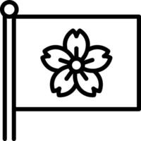 A black and white flag with a flower on it vector