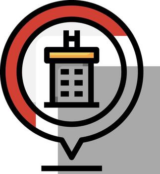 un hotel icono con un mapa puntero vector