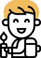 A boy with a backpack holding a bottle of water vector