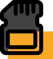 A black and orange icon of a memory card vector