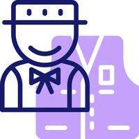 A man wearing a hat and tie is standing next to a purple vest vector