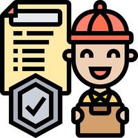 A cartoon man holding a clipboard and a check mark vector